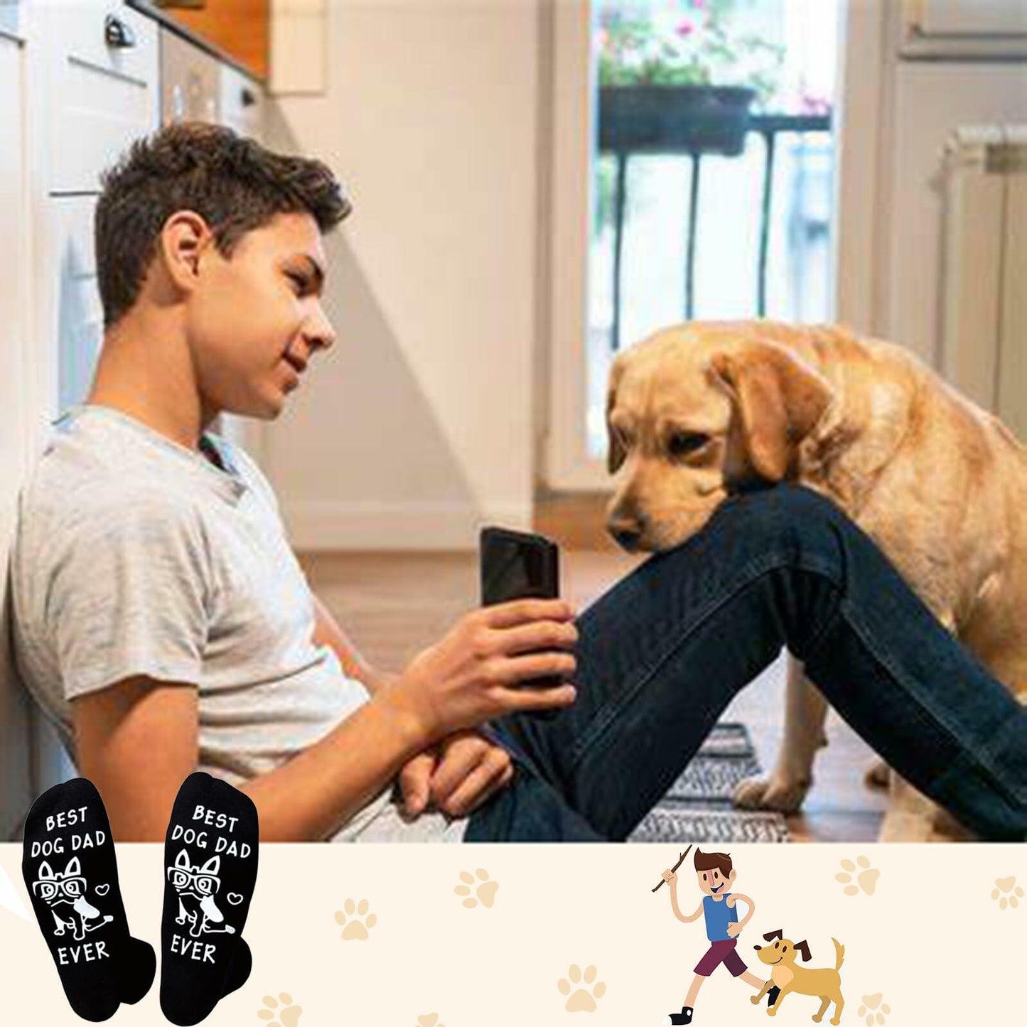 ZXGXLAW Funny Cat Dog Socks for Men Women One Size Comfortable Cute