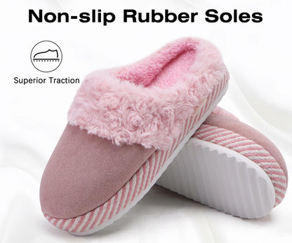 ONCAI Women's Fuzzy Suede Warm Winter Slippers Size 7 US Light Pink 2025