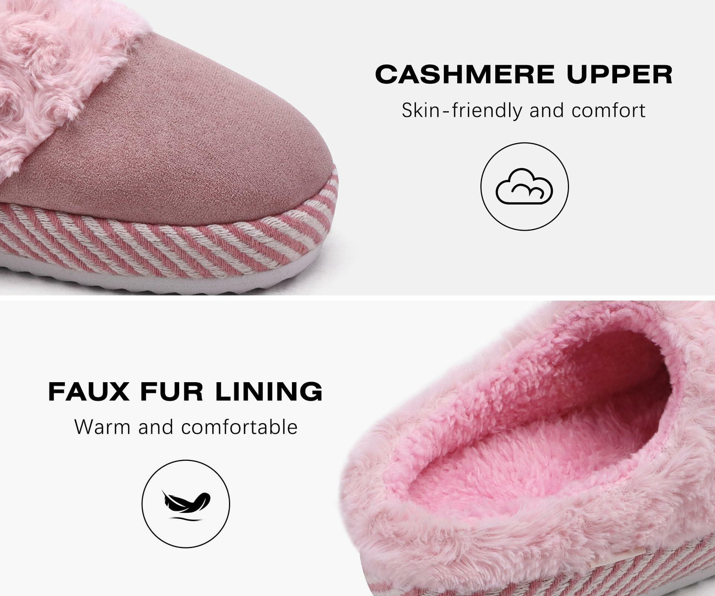 ONCAI Women's Fuzzy Suede Warm Winter Slippers Size 7 US Light Pink 2025
