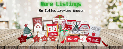 COLLECTIVE HOME Wooden Box Sign Merry Christmas Rustic Farmhouse Decor