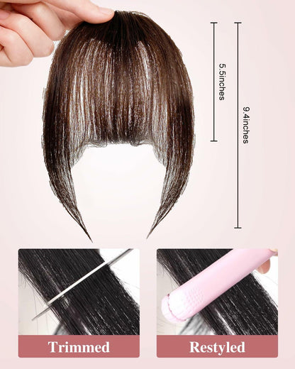 Axceroh Bangs Clip-in Fringe Extension Black Brown Wispy Real Human Hair
