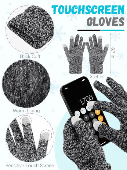 Warm Fleece Hat, Gloves & Scarf Set - Touchscreen Compatible, Unisex 3PCS