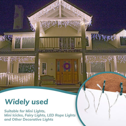 Queekay 100pcs Christmas Light Hooks Plastic Outdoor Clips Heavy Duty