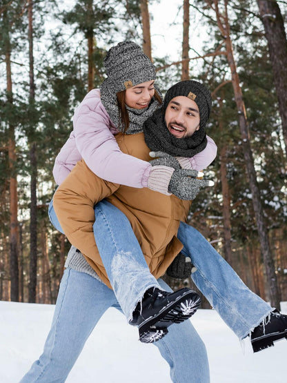 Warm Fleece Hat, Gloves & Scarf Set - Touchscreen Compatible, Unisex 3PCS