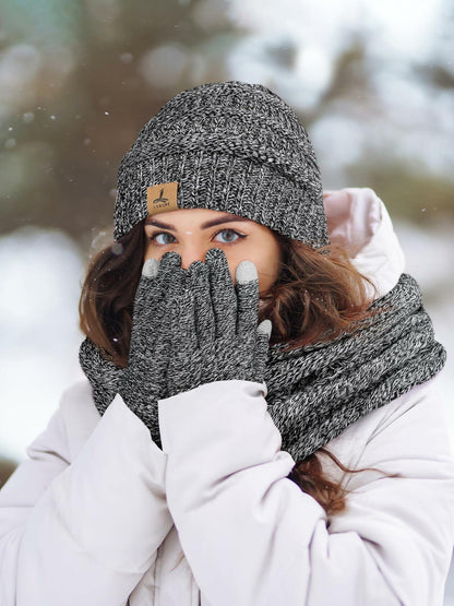 Warm Fleece Hat, Gloves & Scarf Set - Touchscreen Compatible, Unisex 3PCS
