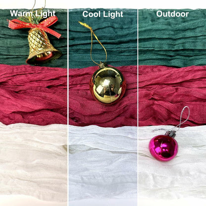 Booque Valley 3 Pack Green Cheesecloth Christmas Table Runner 35x120in Boho