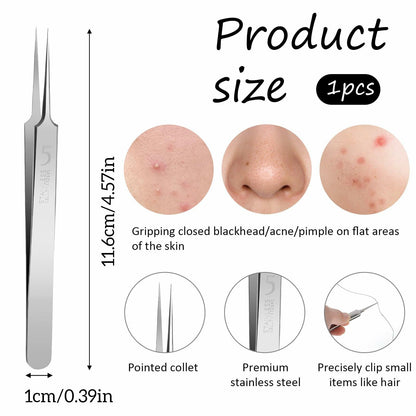 Bewudy 3Pc Stainless Steel Blackhead Remover Tweezers Kit Precision Tool