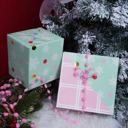 LaRibbons Christmas Wrapping Paper 3 Rolls 17x10ft Peace Pattern with Tags