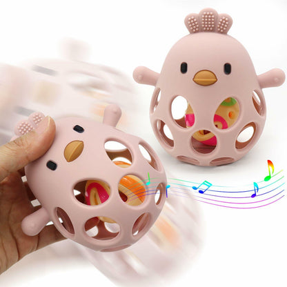 KIAANS Baby Teething Toy Silicone Hollow Chick White BPA Free Sensory Teether