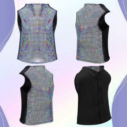 Huhumy Dog Costume Set M Disco Sequins Shirt & Disco Ball Headband