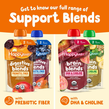 BestBy07/25 Happy Baby Organic Digestive Support Stage 2 Baby Food 4oz Pouch x16
