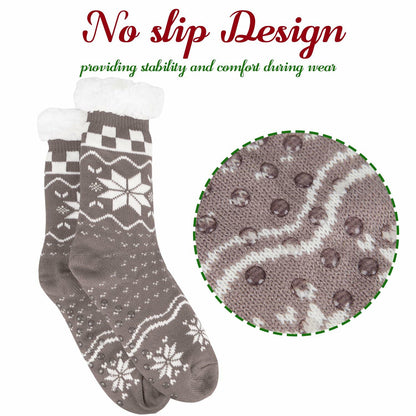 Kiddokids Women's Fuzzy Slipper Socks with Grippers Warm Cozy Fleece - One Size