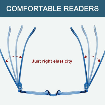 BLUELESS 6-Pack Oversized Reading Glasses +3.50 Metalless Screwless Spring