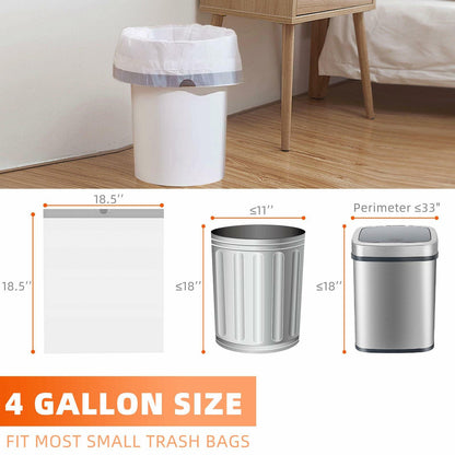 4 Gal Drawstring Trash Bags 57 Count White Small Garbage Can Liners