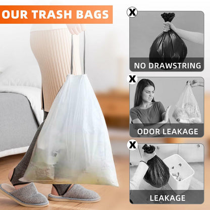 4 Gal Drawstring Trash Bags 57 Count White Small Garbage Can Liners