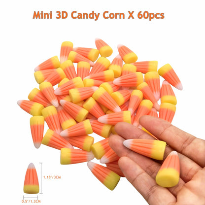 M2cbridge Halloween Resin Candy Corn Mini 3D with Eyepin 60pcs