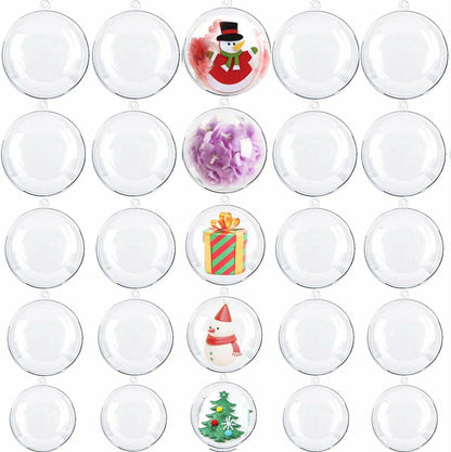 Ranchbtn 25pcs Clear Plastic Fillable Ornaments Various Sizes DIY Decor