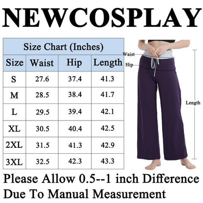NEWCOSPLAY Women's Comfy Pajama Pants Casual Drawstring Wide Leg Size M