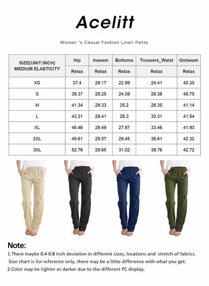 Acelitt Women's Gray High Waisted Casual Trousers Pants Large Pockets - Size L