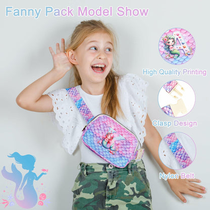 JTENGTOP Mermaid Fanny Pack Crossbody Belt Bag Initial D for Girls Ages 3-7