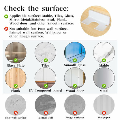 COMNICO Hair Dryer Holder Wall Mount White Self Adhesive Organizer with Cord