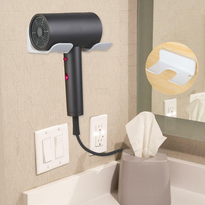 COMNICO Hair Dryer Holder Wall Mount White Self Adhesive Organizer with Cord
