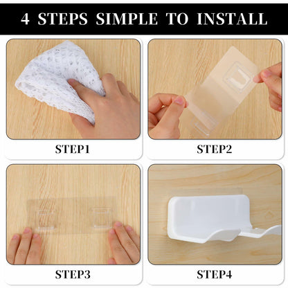COMNICO Hair Dryer Holder Wall Mount White Self Adhesive Organizer with Cord