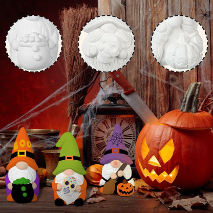 Youyole 3 Pack 4" Unpainted Gnome Statues DIY Craft Halloween Decor