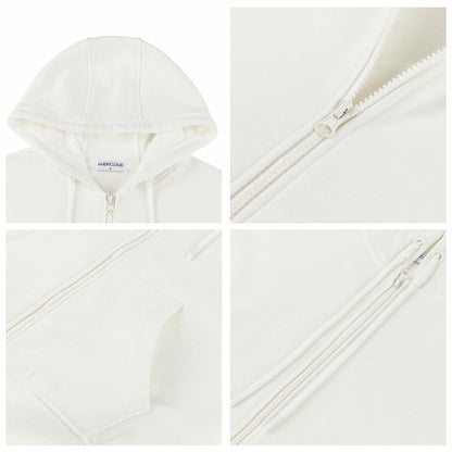 AMERICLOUD Women's Soft Brushed Fleece Zip Up Hoodie White XXL New