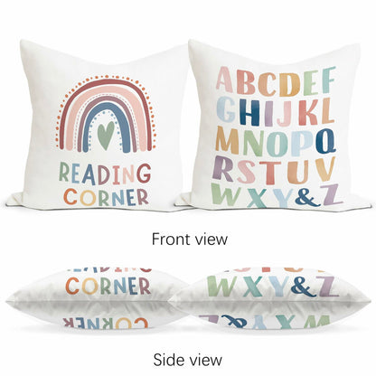 Reading Corner Classroom Decorative Pillow Covers 18x18 Set of 2 Alphabet