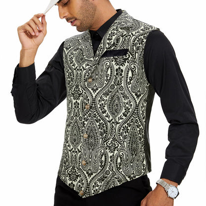Century Star Men's Gold Vest Steampunk Pirate Western Formal XXL