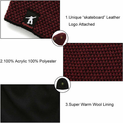 DOANNOTIUM Winter Beanie Skull Cap Warm Knit Lined Toboggan Hat 7-Wine Red