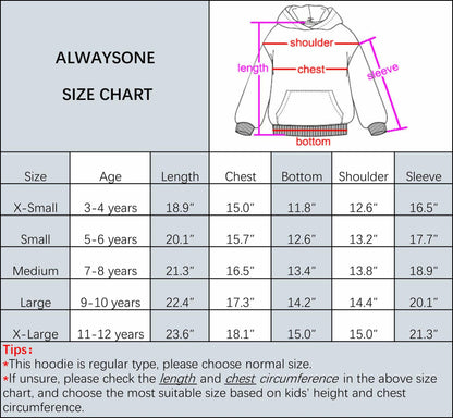 ALWAYSONE Kids Soft Fleece Hoodie Navy Boys Girls 3-12 Years Size S