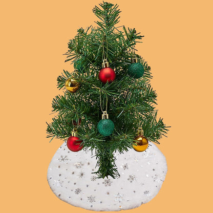 4-Pack Mini Christmas Tree Skirts 15" White Xmas Holiday Decor