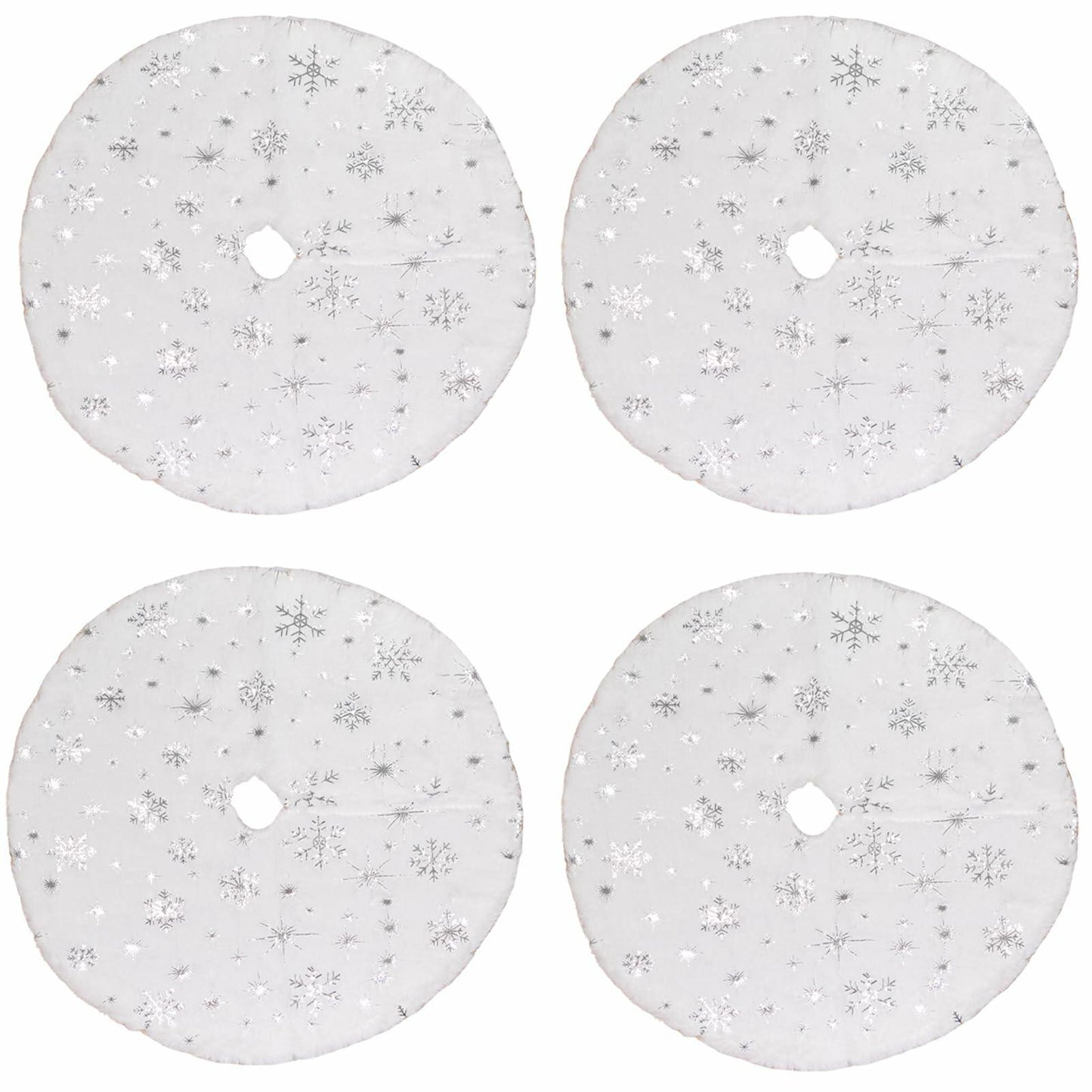 4-Pack Mini Christmas Tree Skirts 15" White Xmas Holiday Decor