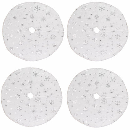 4-Pack Mini Christmas Tree Skirts 15" White Xmas Holiday Decor