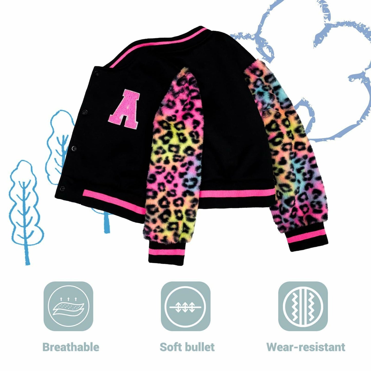 GMMDOMKID Kids Varsity Baseball Jacket Classic School Coat Boys Girls - Size 9