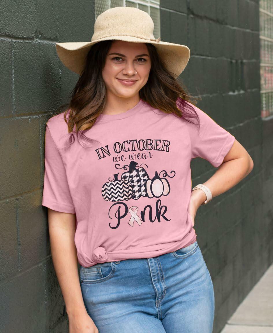 FASHGL I Wear Pink for My Mom T-Shirt Women Breast Cancer Awareness - XL