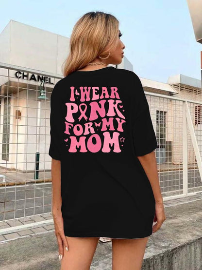 FASHGL Pink Ribbon Breast Cancer Awareness T-Shirt Women Pink Tee - Size S
