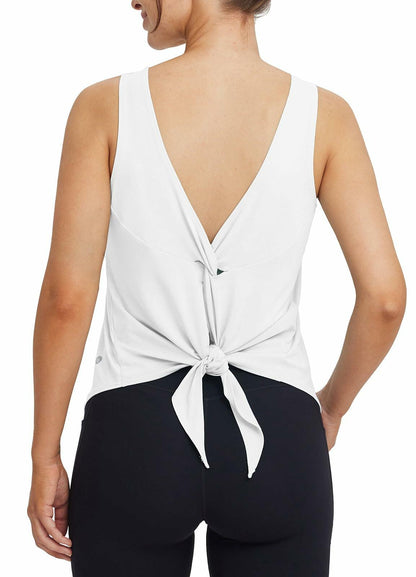 baleaf Women's White Sleeveless Loose Fit Yoga Tank Top Athletic L