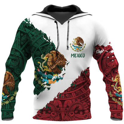 FAYBA Mexican Hoodie 3D Print Casual Pullover White 2XL Aztec Style