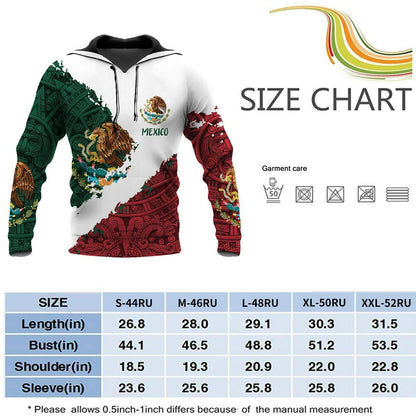 FAYBA Mexican Hoodie 3D Print Casual Pullover White 2XL Aztec Style