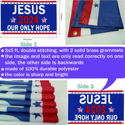 YISIDAI Jesus 3x5 Double Sided Christian Faith Outdoor Yard Banner Flag