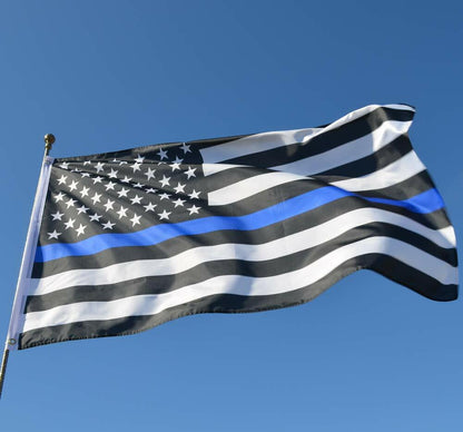 Eugenys Thin Blue Line American Flag 3x5 Ft Black White Blue Durable Grommets