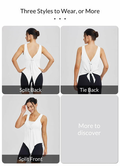 baleaf Women's Sleeveless Workout Yoga Tank Top White Size L Athletic Gym