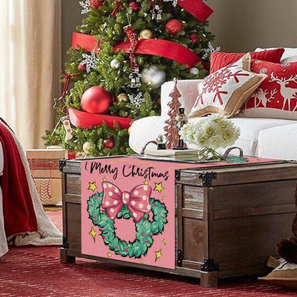 Seliem Christmas Wreath Table Runner Colorful Burlap 13x36 Inch Xmas Decor