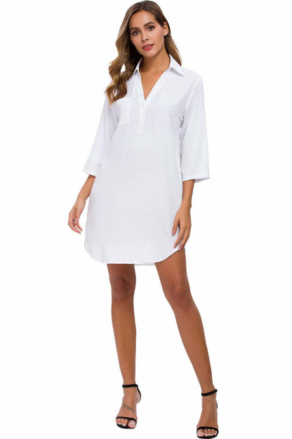 MANAIXUAN Women's Oversized Button Down Shirt Dress Casual 3/4 Sleeve XXL