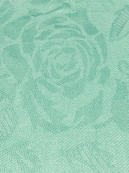 Elu Pashmina Shawl Large Flower Textured Sea Green Soft Wrap 78x28