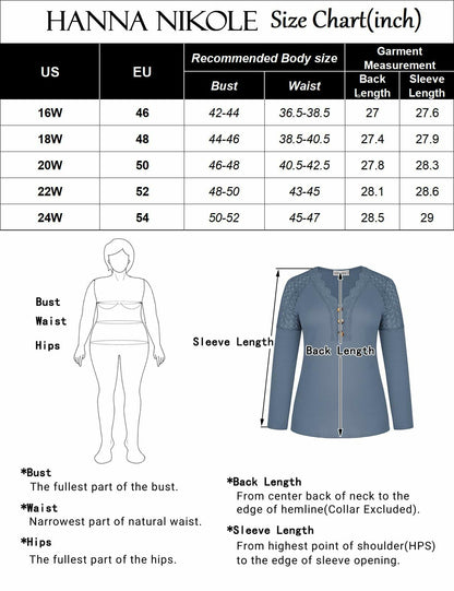Hanna Nikole Women's Long Sleeve Shirt Trendy Grey Blue Size 20 Plus