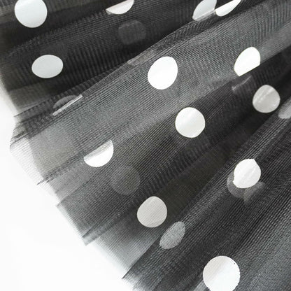 Polka Dot Tutu Skirt Ballet Dress White Size L